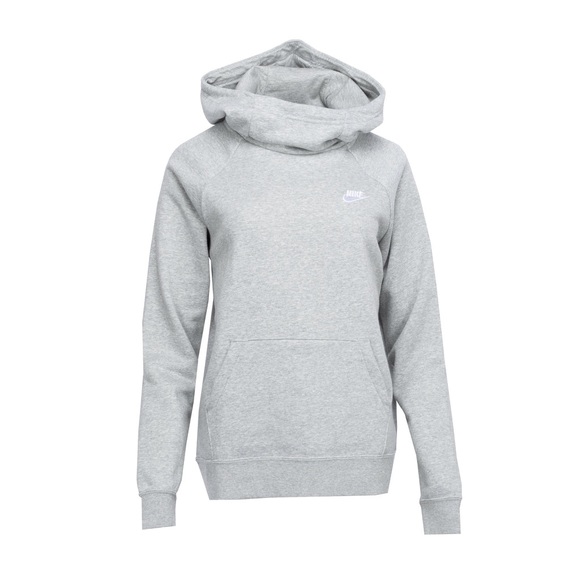 Nike Sweaters - Nike Womens Essential Grey Funnel Neck Fleece Hoodie (BV4116-063) Size SMALL